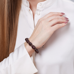 Браслет гранат альмандин Индия (текстиль) шамбала 10 мм 17 см (регулируемый)