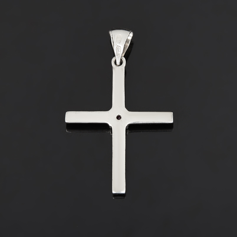 Кулон рубин Мьянма (серебро 925 пр. родир. бел.) крест огранка