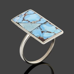 Кольцо бирюза Казахстан (нейзильбер) размер 18