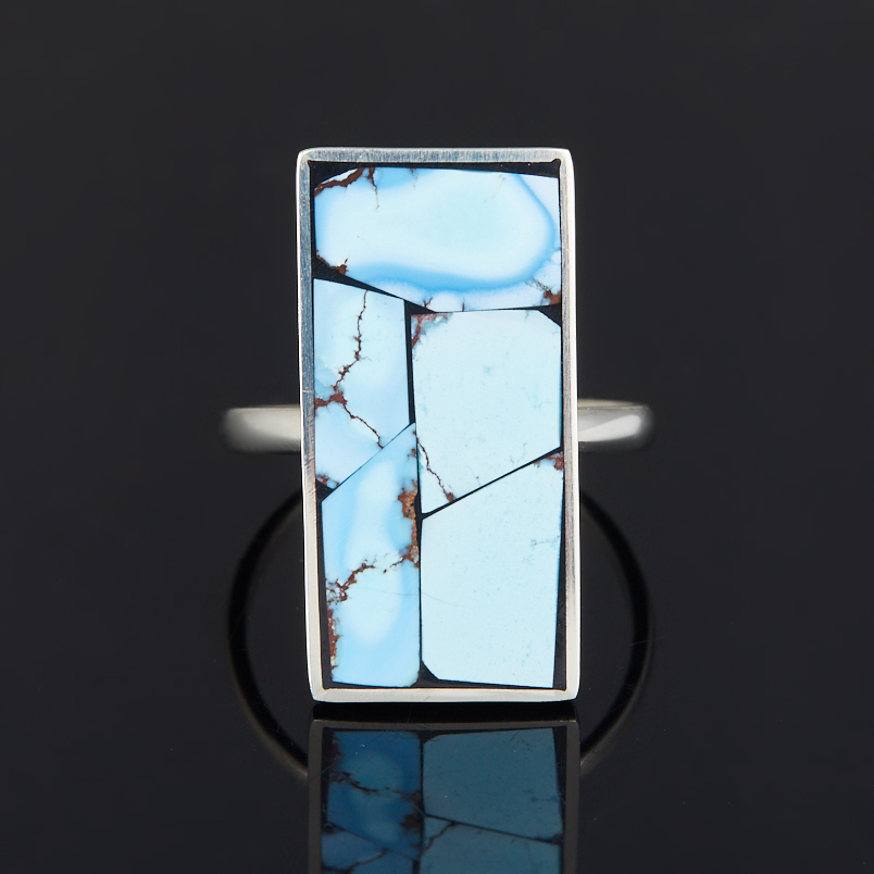 Кольцо бирюза Казахстан (нейзильбер) размер 18