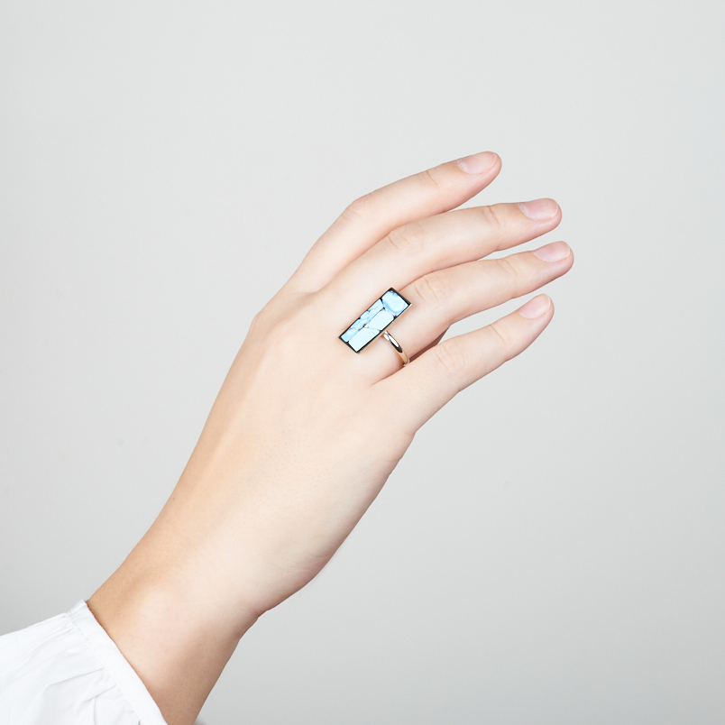 Кольцо бирюза Казахстан (нейзильбер) размер 18