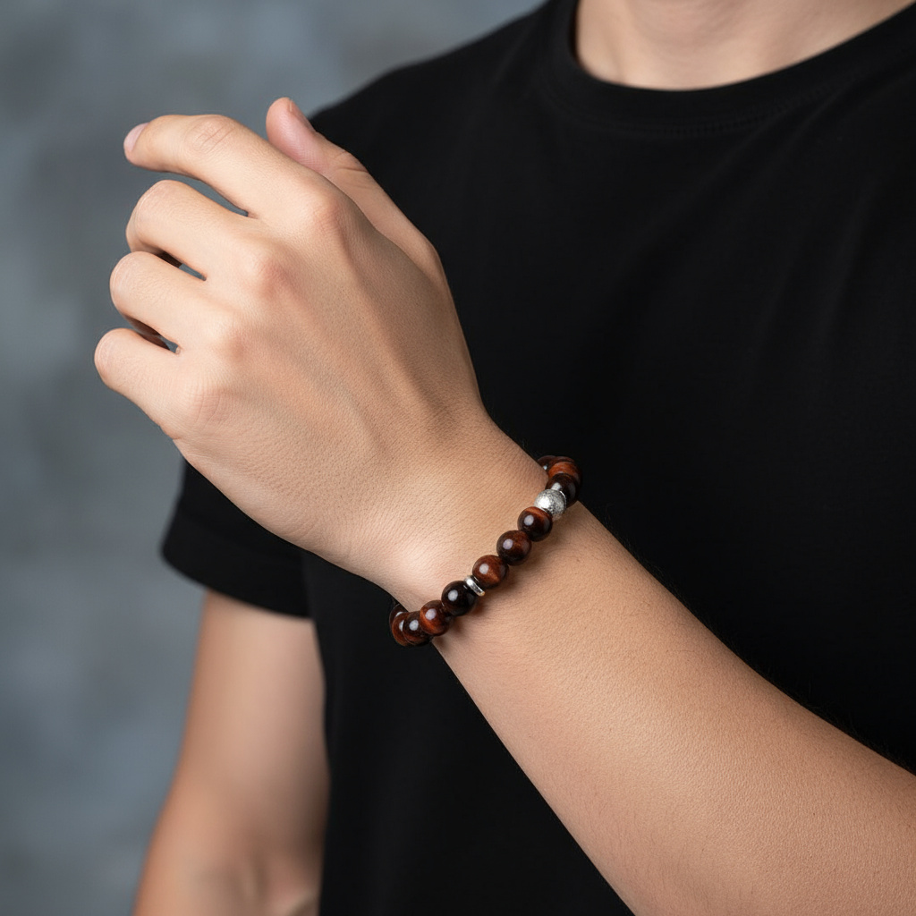 Браслет бычий глаз ЮАР (сталь хир.) 8 мм 17 см