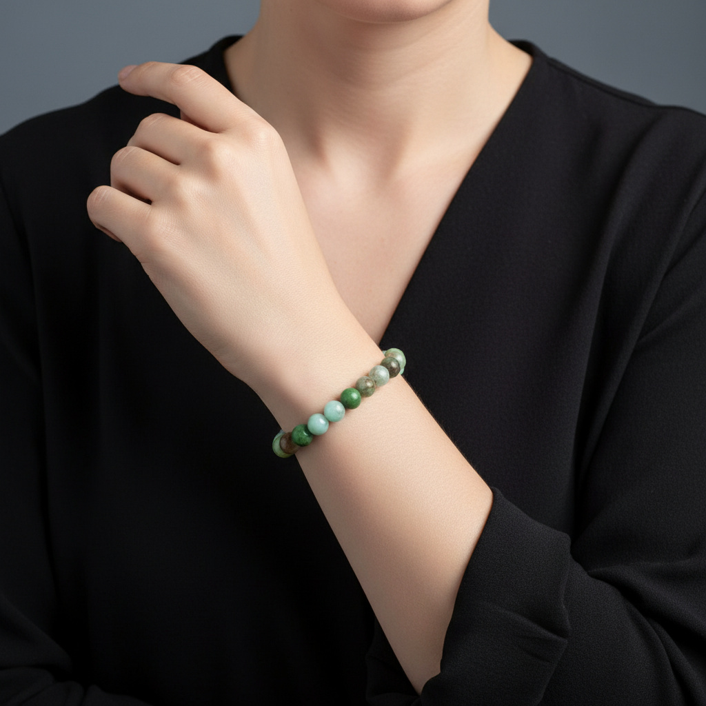 Браслет хризопраз Австралия 8 мм 17 см