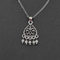 Кулон розовый кварц Мадагаскар (биж. сплав, сталь хир.) огранка 3 см