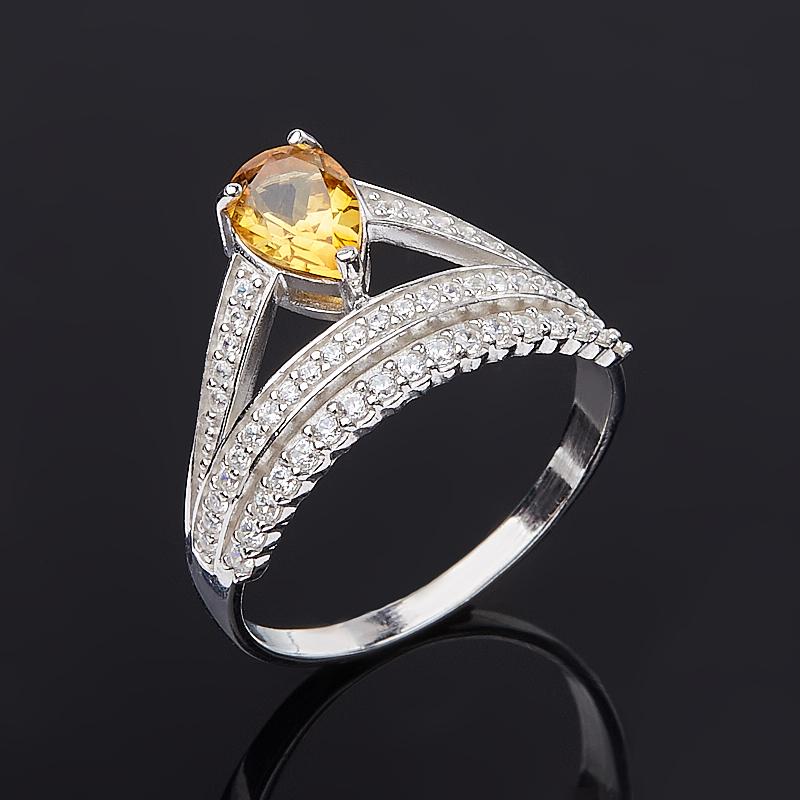 Кольцо цитрин Бразилия (серебро 925 пр. родир. бел.) огранка размер 18