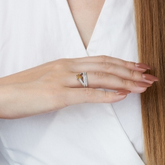 Кольцо цитрин Бразилия (серебро 925 пр. родир. бел.) огранка размер 18