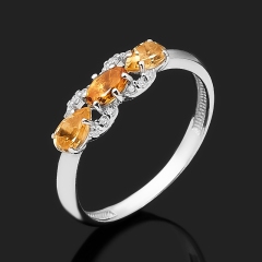 Кольцо цитрин Бразилия (серебро 925 пр. родир. бел.) огранка размер 18