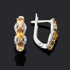 Серьги цитрин Бразилия (серебро 925 пр. родир. бел.) огранка