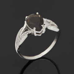 Кольцо раухтопаз Бразилия (серебро 925 пр. родир. бел.) огранка размер 17