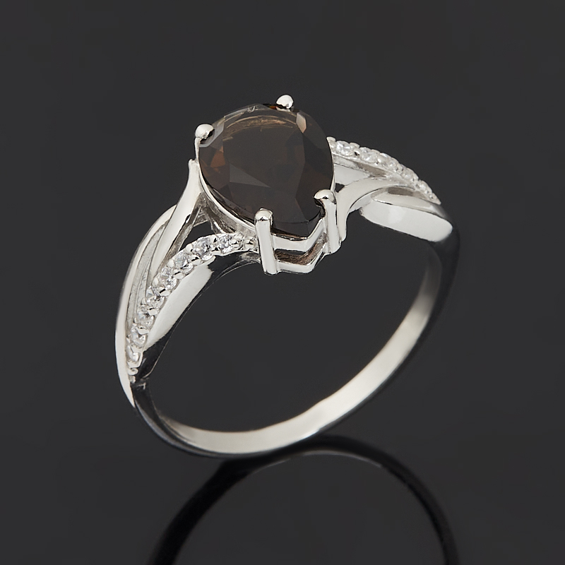 Кольцо раухтопаз Бразилия (серебро 925 пр. родир. бел.) огранка размер 17