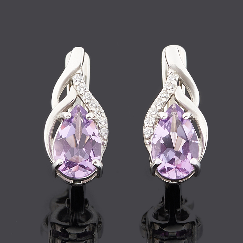 Серьги аметист Бразилия (серебро 925 пр. родир. бел.) огранка