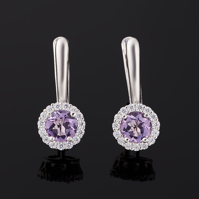 Серьги аметист Бразилия (серебро 925 пр. родир. бел.) огранка