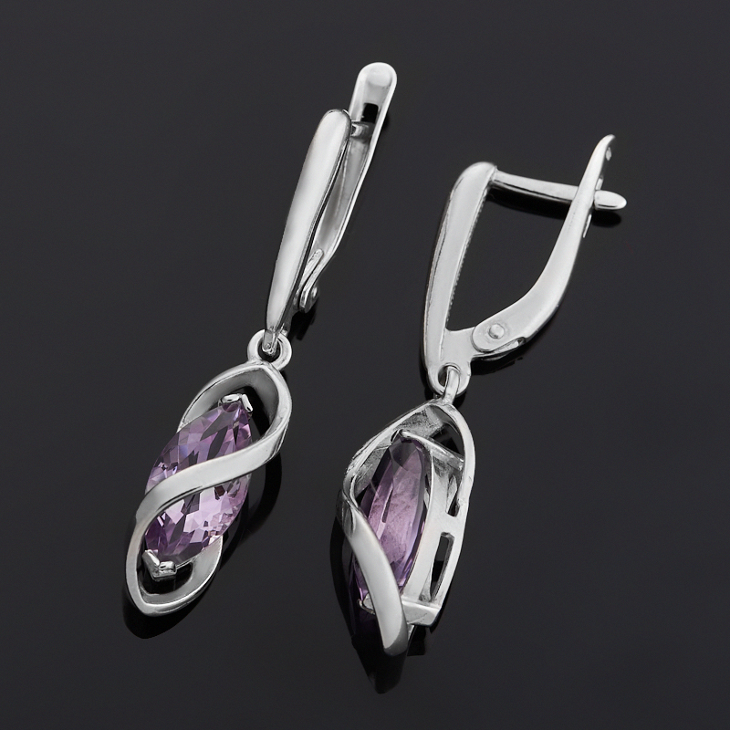 Серьги аметист Бразилия (серебро 925 пр. родир. бел.) огранка