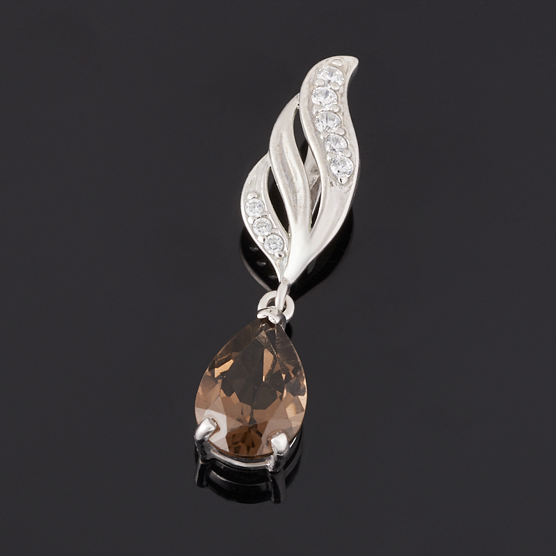 Кулон раухтопаз Бразилия (серебро 925 пр. родир. бел.) огранка