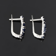 Серьги сапфир Индия (серебро 925 пр. родир. бел.) огранка