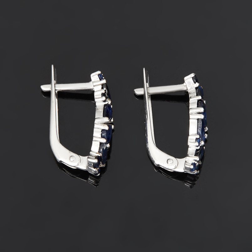 Серьги сапфир Индия (серебро 925 пр. родир. бел.) огранка