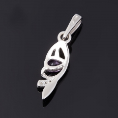 Кулон аметист Бразилия (серебро 925 пр. родир. бел.) огранка