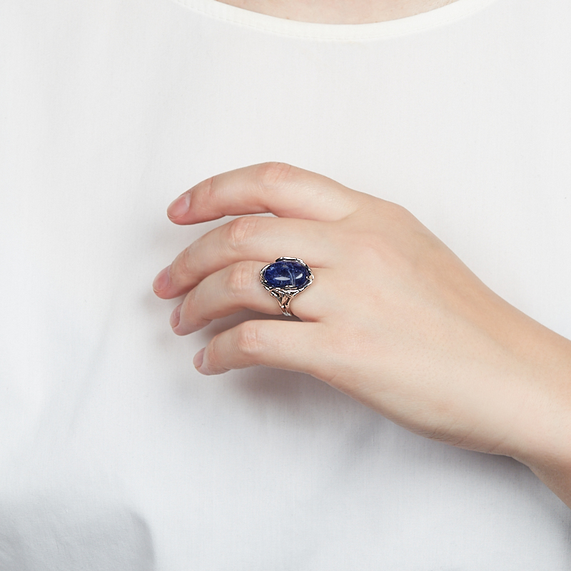 Кольцо содалит Бразилия (серебро 925 пр. родир. бел.) размер 17,5