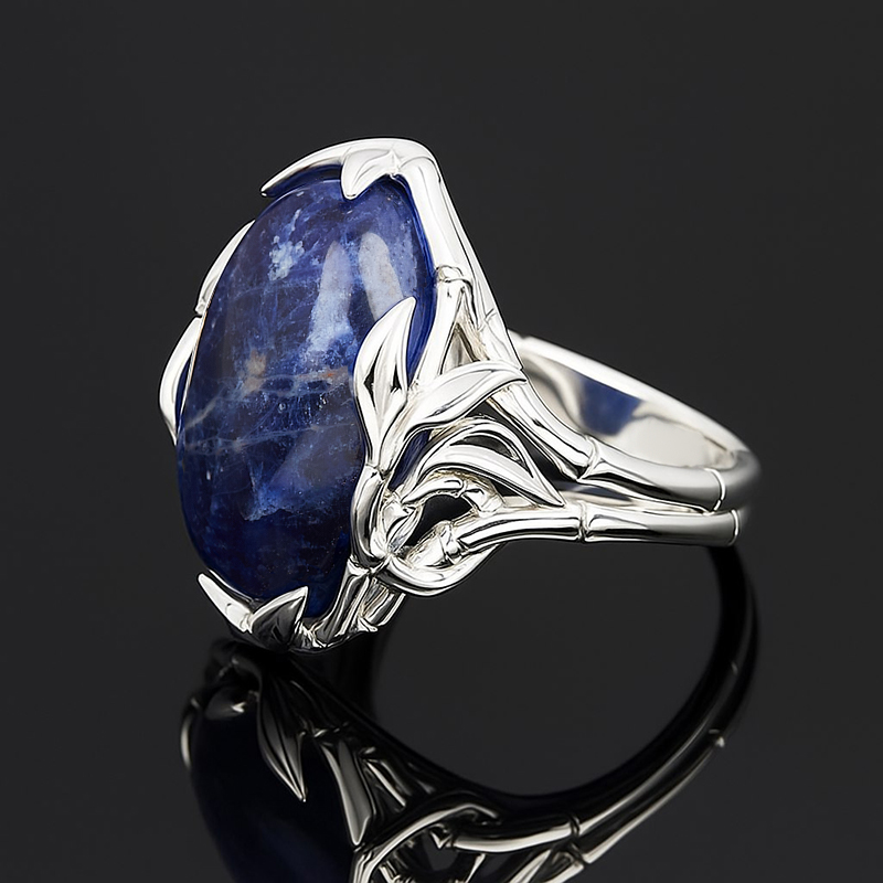 Кольцо содалит Бразилия (серебро 925 пр. родир. бел.) размер 17,5