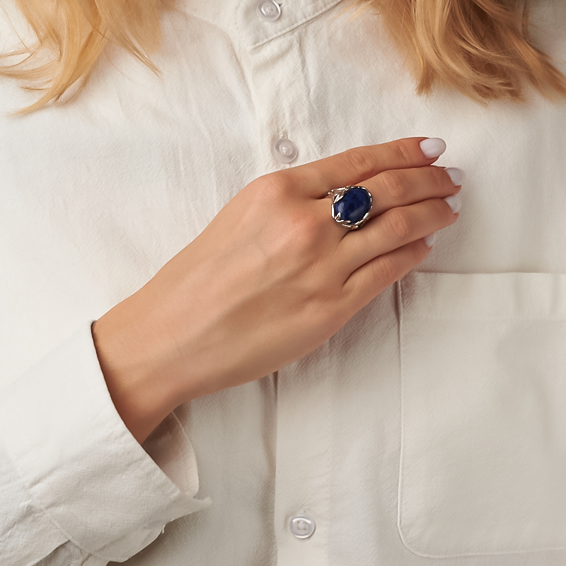 Кольцо содалит Бразилия (серебро 925 пр. родир. бел.) размер 18