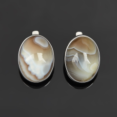 Серьги агат серый Бразилия (серебро 925 пр. родир. бел.)