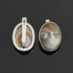 Серьги агат серый Бразилия (серебро 925 пр. родир. бел.)