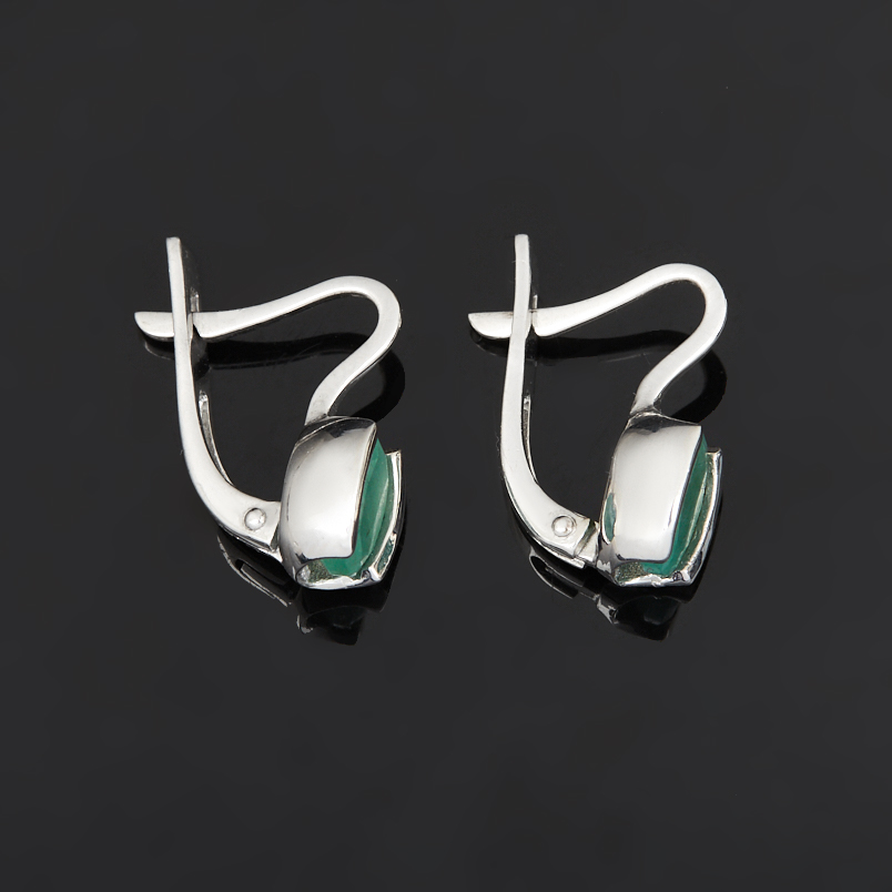 Серьги изумруд Колумбия (серебро 925 пр. родир. бел.) огранка