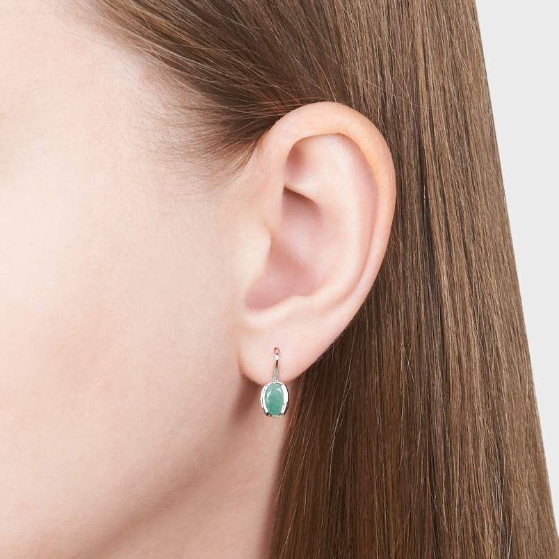 Серьги изумруд Колумбия (серебро 925 пр. родир. бел.) огранка