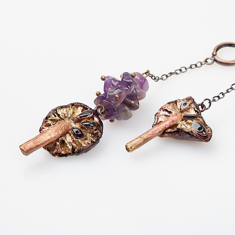 Серьги микс аметист, гранат (медь)