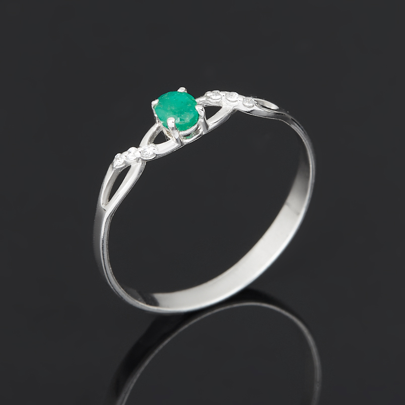 Кольцо изумруд Колумбия (серебро 925 пр. родир. бел.) огранка размер 18