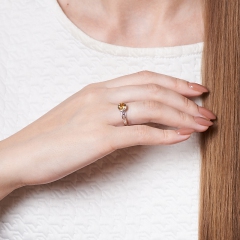 Кольцо цитрин Бразилия (серебро 925 пр. родир. бел.) огранка размер 17,5