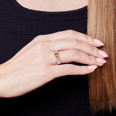 Кольцо цитрин Бразилия (серебро 925 пр. родир. бел.) огранка размер 18