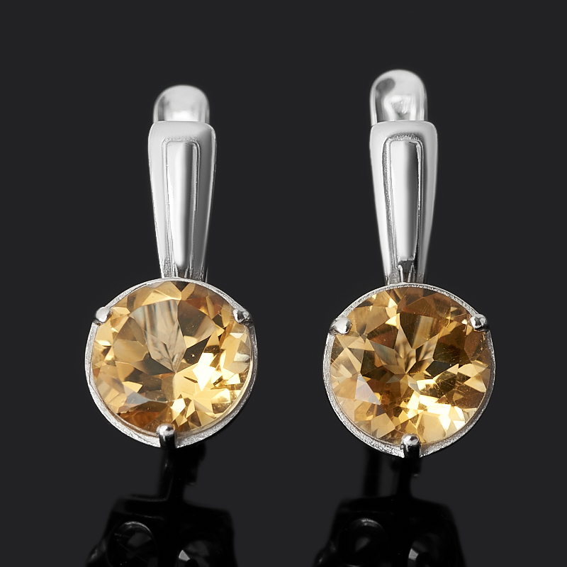 Серьги цитрин Бразилия (серебро 925 пр. родир. бел.) огранка