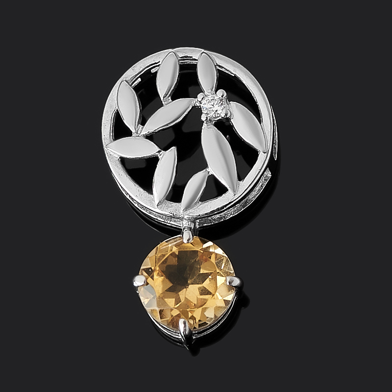 Кулон цитрин Бразилия (серебро 925 пр. родир. бел.) огранка