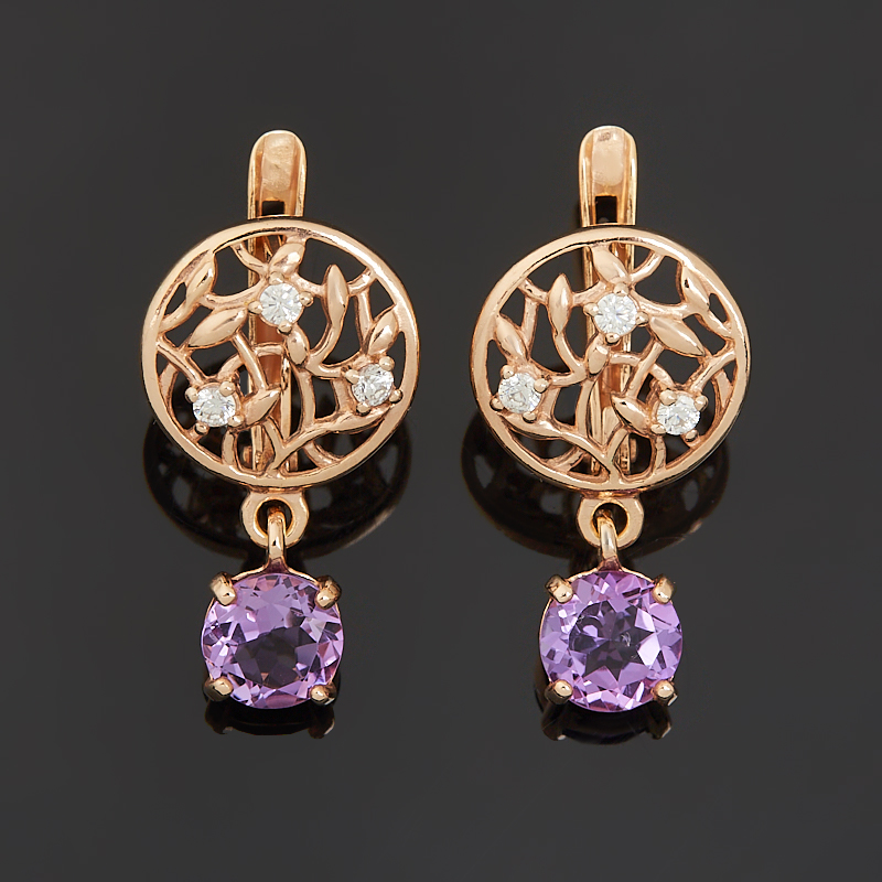 Серьги аметист Бразилия (серебро 925 пр. позолота) огранка