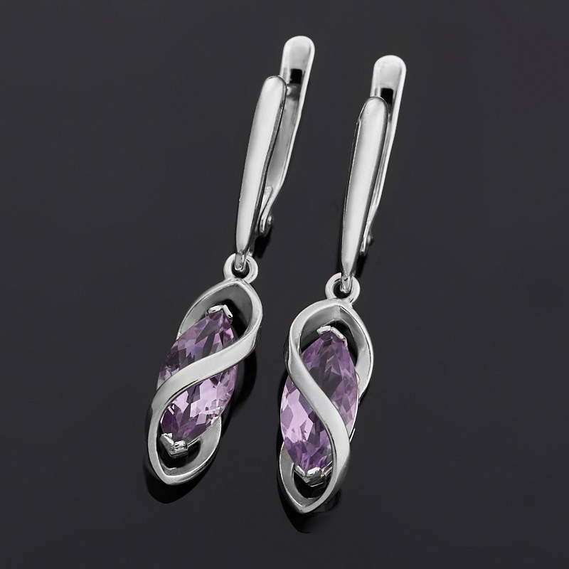 Серьги аметист Бразилия (серебро 925 пр. родир. бел.) огранка