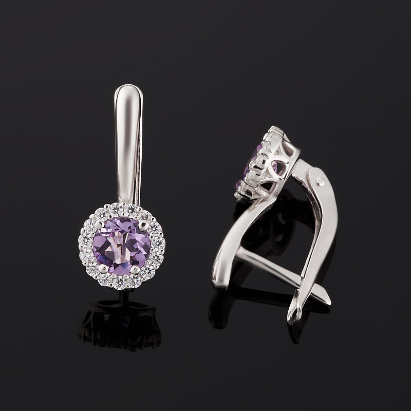 Серьги аметист Бразилия (серебро 925 пр. родир. бел.) огранка