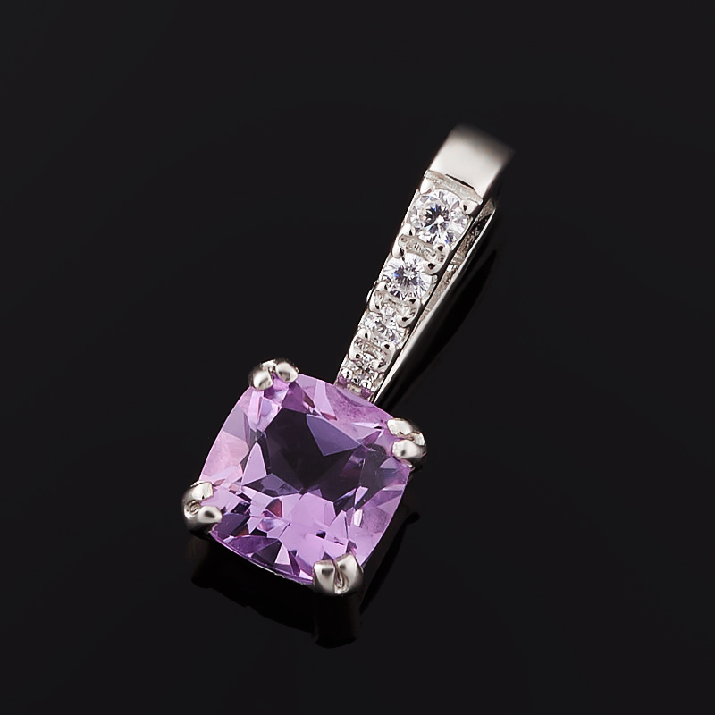 Кулон аметист Бразилия (серебро 925 пр. родир. бел.) огранка