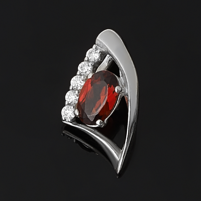 Кулон гранат альмандин Индия (серебро 925 пр. родир. бел.) огранка