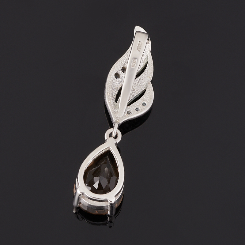 Кулон раухтопаз Бразилия (серебро 925 пр. родир. бел.) огранка