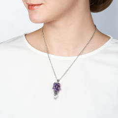 Кулон микс аметист, гематит (сталь хир.) 5 см