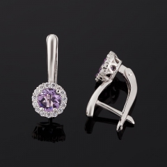 Серьги аметист Бразилия (серебро 925 пр. родир. бел.) огранка