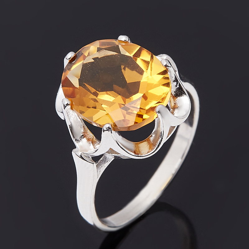 Кольцо цитрин Бразилия (серебро 925 пр. родир. бел.) огранка размер 16
