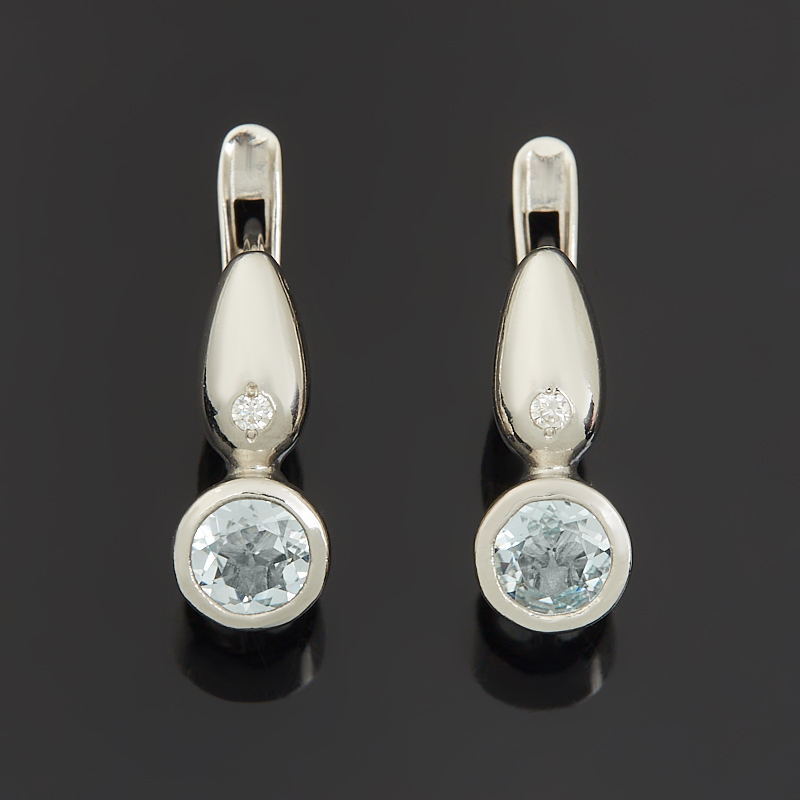 Серьги топаз голубой Бразилия (серебро 925 пр. родир. бел.) огранка