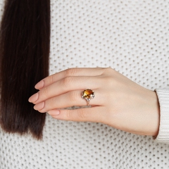 Кольцо цитрин Бразилия (серебро 925 пр. родир. бел.) огранка размер 17,5