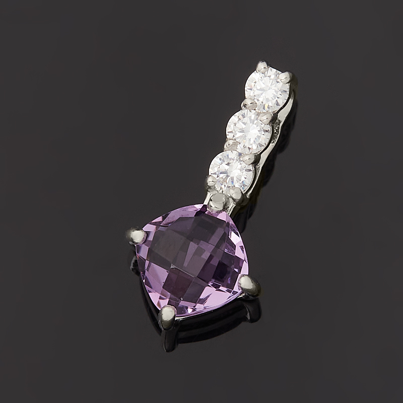 Кулон аметист Бразилия (серебро 925 пр. родир. бел.) огранка