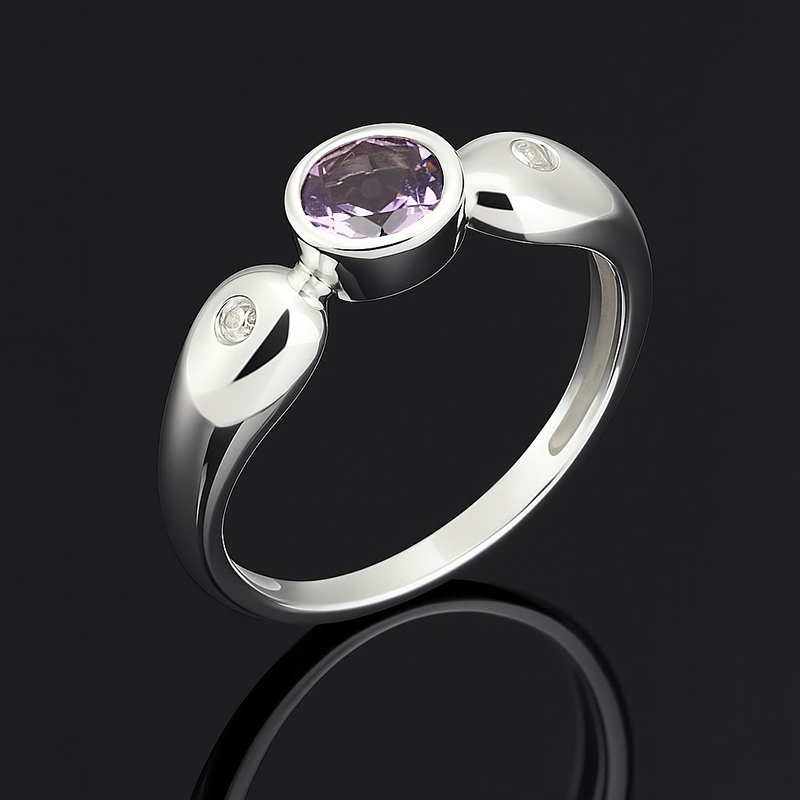 Кольцо аметист Бразилия (серебро 925 пр. родир. бел.) огранка размер 16,5