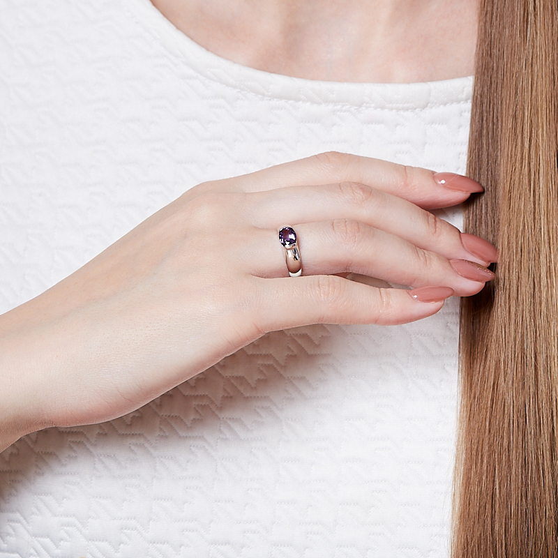 Кольцо аметист Бразилия (серебро 925 пр. родир. бел.) огранка размер 17