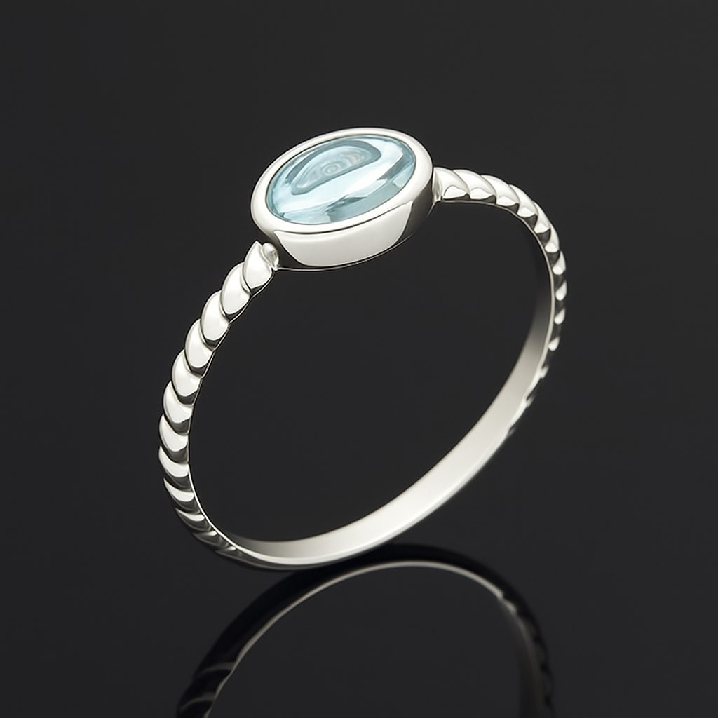 Кольцо топаз голубой Бразилия (серебро 925 пр. родир. бел.) размер 18