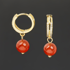 Серьги сердолик Ботсвана (биж. сплав позолота)